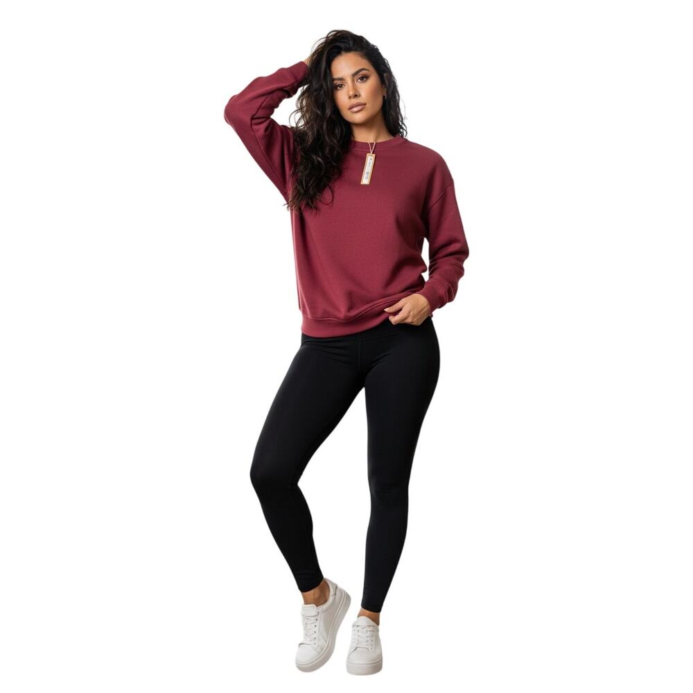 SKIMS Brick Cotton Fleece Classic Crew Sweatshirt - Women’s Size Large NWT Red